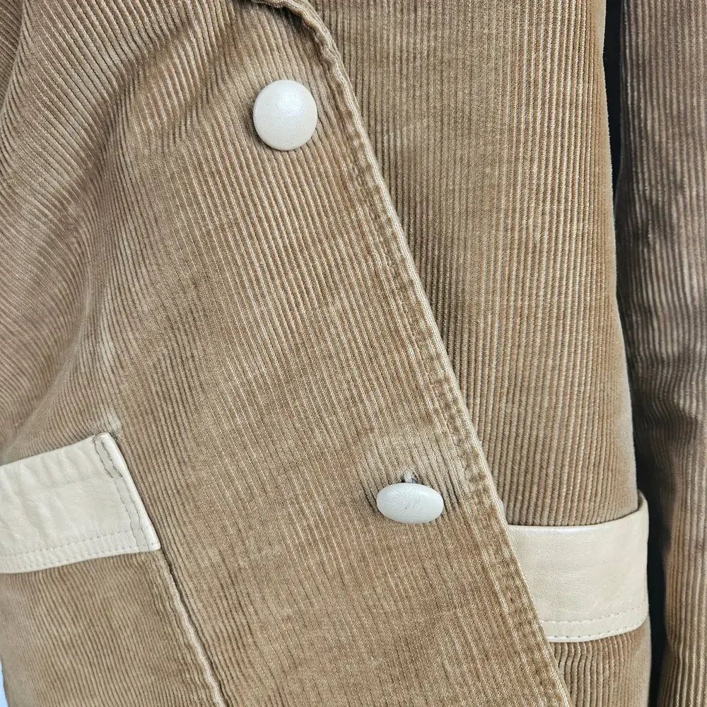 Vintage Pioneer Wear Corduroy Leather Western Sport Coat Jacket‎ Men's 42 Tan